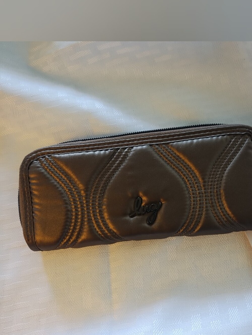 NWT LUG TENDU RFID WALLET METALLIC ESPRESSO